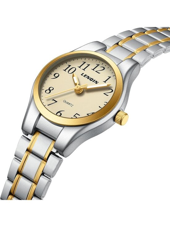 Ln Lenqin Women\'s Silver Gold Stainless Steel Band Waterproof Quartz Wrist Watch main image 6
